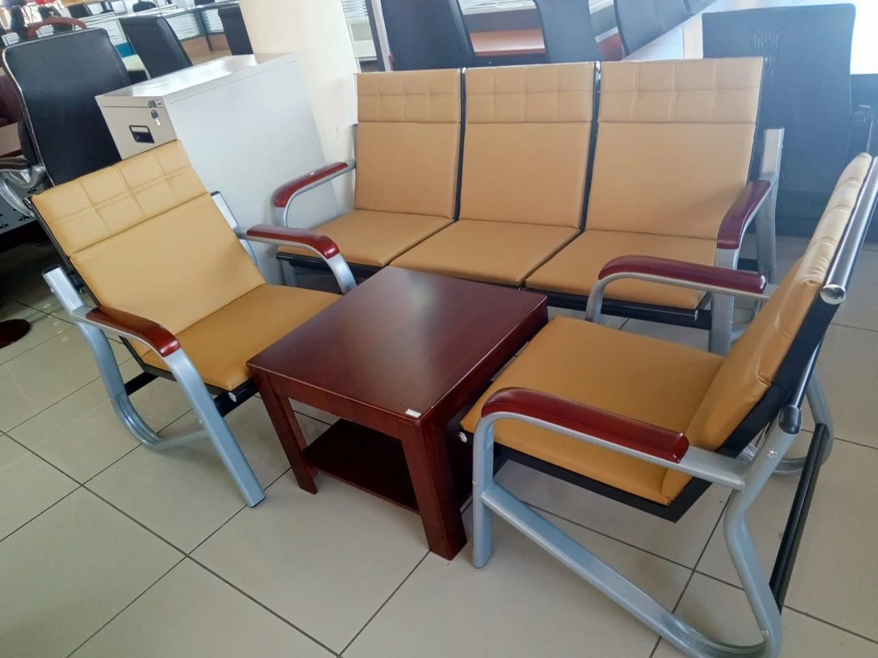 5 Seater Waiting Lobby Sofa Brown