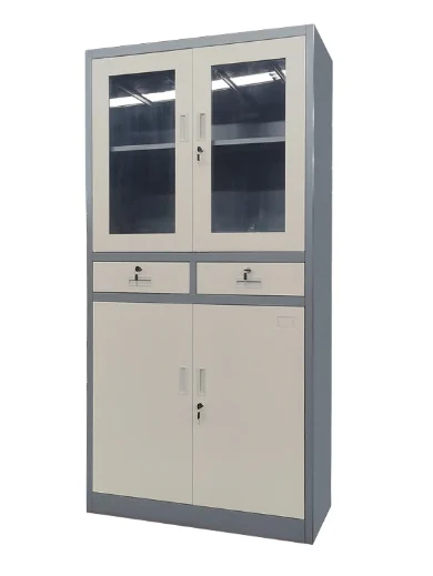 2 Door Half Glass Cabinet with Drawers