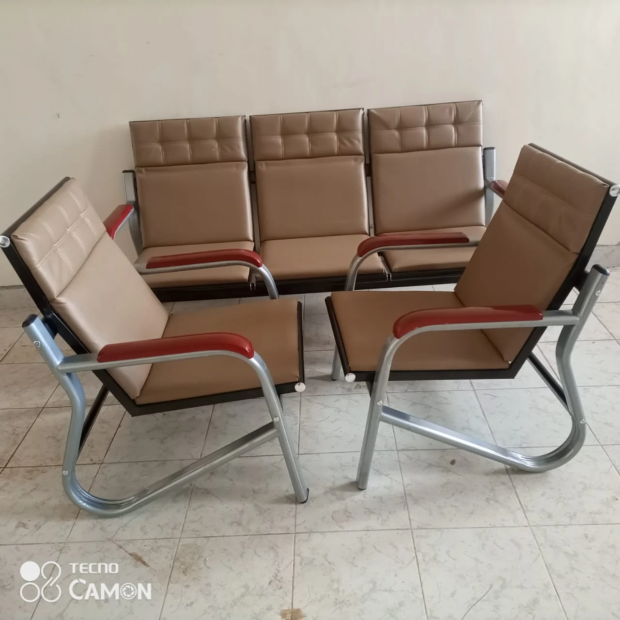 5 Seater Waiting Lobby Sofa Brown